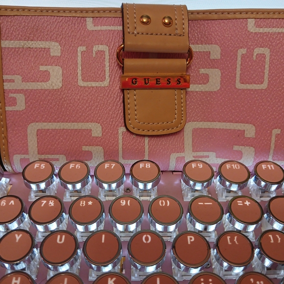 Guess Pink and Tan Logo Clutch - Picture 2 of 5